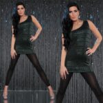 Robe de soiree disco a paillettes couleur vert