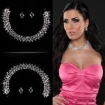 Parure élégant collier et boucles d oreilles couleur argent
