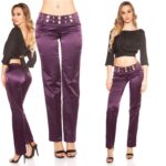 Pantalon femme sexy avec paillettes ELENE couleur violet