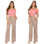 pantalon femme KouCla sexy et fashion de couleur beige