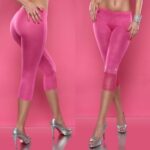 Leggings sexy avec strass et dentelle de couleur fushia