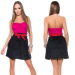 Robe bandeau à ceinture noeud papillon couleur fushia