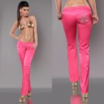 Pantalon femme fashion avec strass CLARA couleur fushia