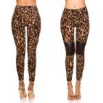 Leggings sexy femme tendance EVA couleur léo/marron