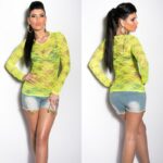 Top femme sexy dentelle KESSI couleur jaune fluo