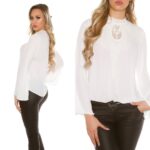 Top fluide mousseline et dentelle sexy NINIE couleur blanc