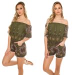 Combishort bandeau femme imprimé coloré MARLYSE couleur kaki