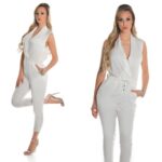 Combi pantalon en satin femme tendance EMINA couleur blanc