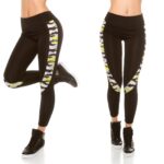 Leggings sportswear tendance militaire ANA couleur jaune