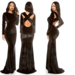 Robe longue dos demi nu croisé femme sexy CHRYSTEL couleur noir