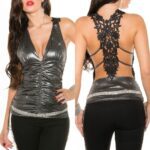 Top tendance avec de la broderie NINA couleur noir
