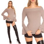 Pull femme glamour et sexy MARION couleur cappuccino
