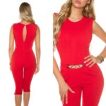 Combinaison pantacourt femme élégante LEELOO couleur rouge