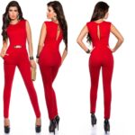 Combinaison pantalon femme élégante LEELOO couleur rouge