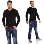 Pull coll en V homme fashion KARIM couleur noir
