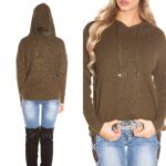 Pull large à capuche SHANISSA couleur kaki