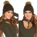 Bonnet femme tendance et fashion NOEMIE couleur kaki