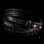 Ceinture fine à strass femme tendance NINOU couleur noir