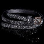 Ceinture fine à strass femme tendance NINOU couleur noir/argent