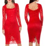Robe en dentelle LYDIA couleur rouge