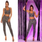 Pantalon femme sexy avec paillettes ASTRID couleur argent