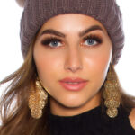 Bonnet femme double Pompons JULIETTA couleur cappuccino