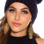 Bonnet femme double Pompons JULIETTA couleur marine