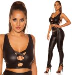 Top brassière femme simili cuir EMMA couleur noir
