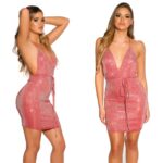 Robe courte à paillettes femme sexy TASO couleur rouge