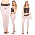 Pantalon KouCla sexy et fashion souple avec boucle de couleur rose