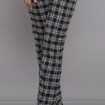 Pantalon femme KouCla a caro fashion avec chaîne de couleur noir