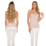 Top fashion sexy avec rivets et strass CASSANDRA couleur vieux rose