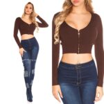 Veste boléro avec zip INES couleur marron