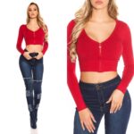 Veste boléro avec zip INES couleur rouge